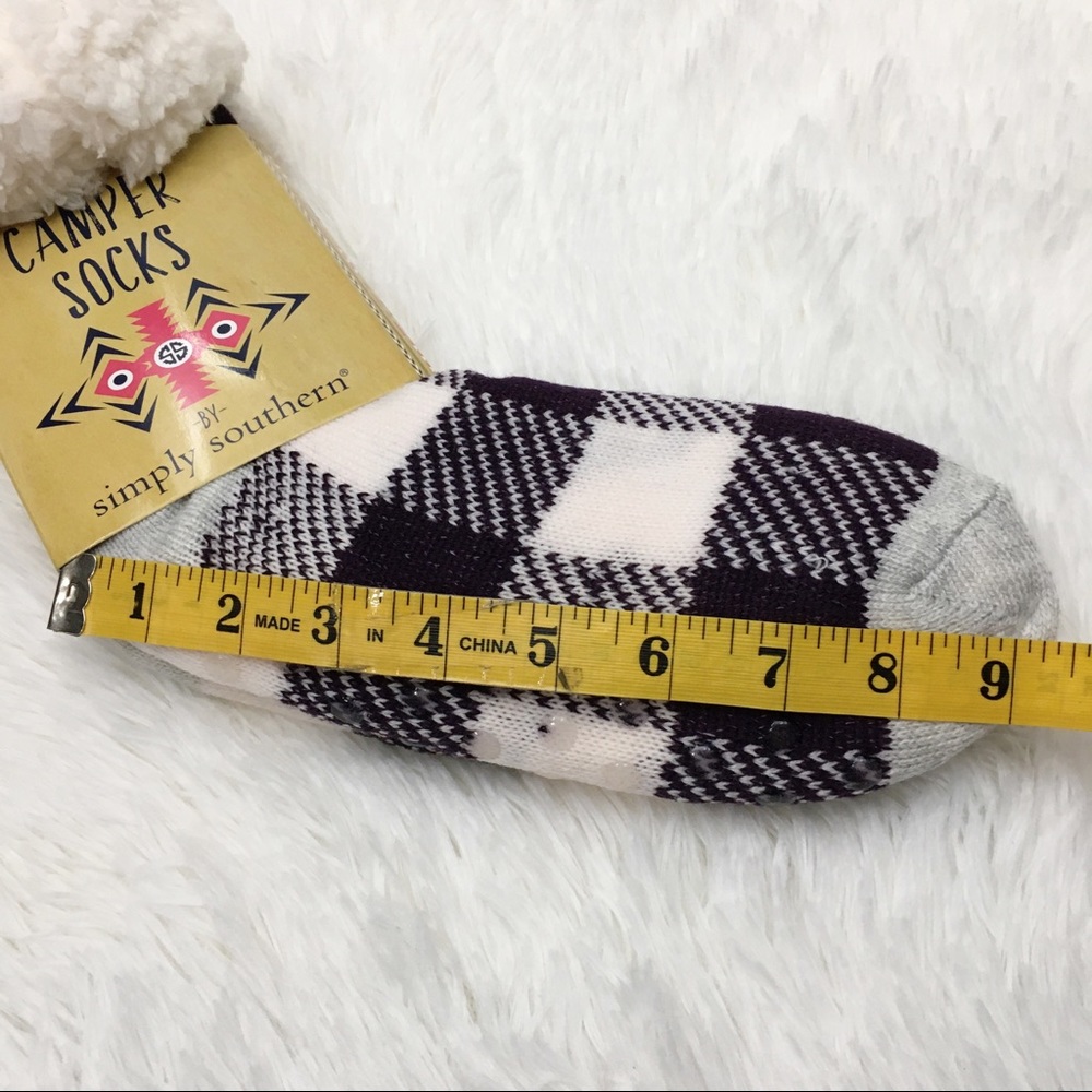 Simply Southern Camper Socks Buffalo Plaid Sherpa - Picture 5 of 5